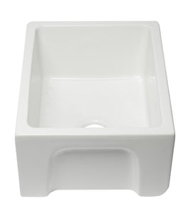 ALFI brand AB2418HS-W 24 inch White Reversible Smooth / Fluted Single Bowl Fireclay Farm Sink