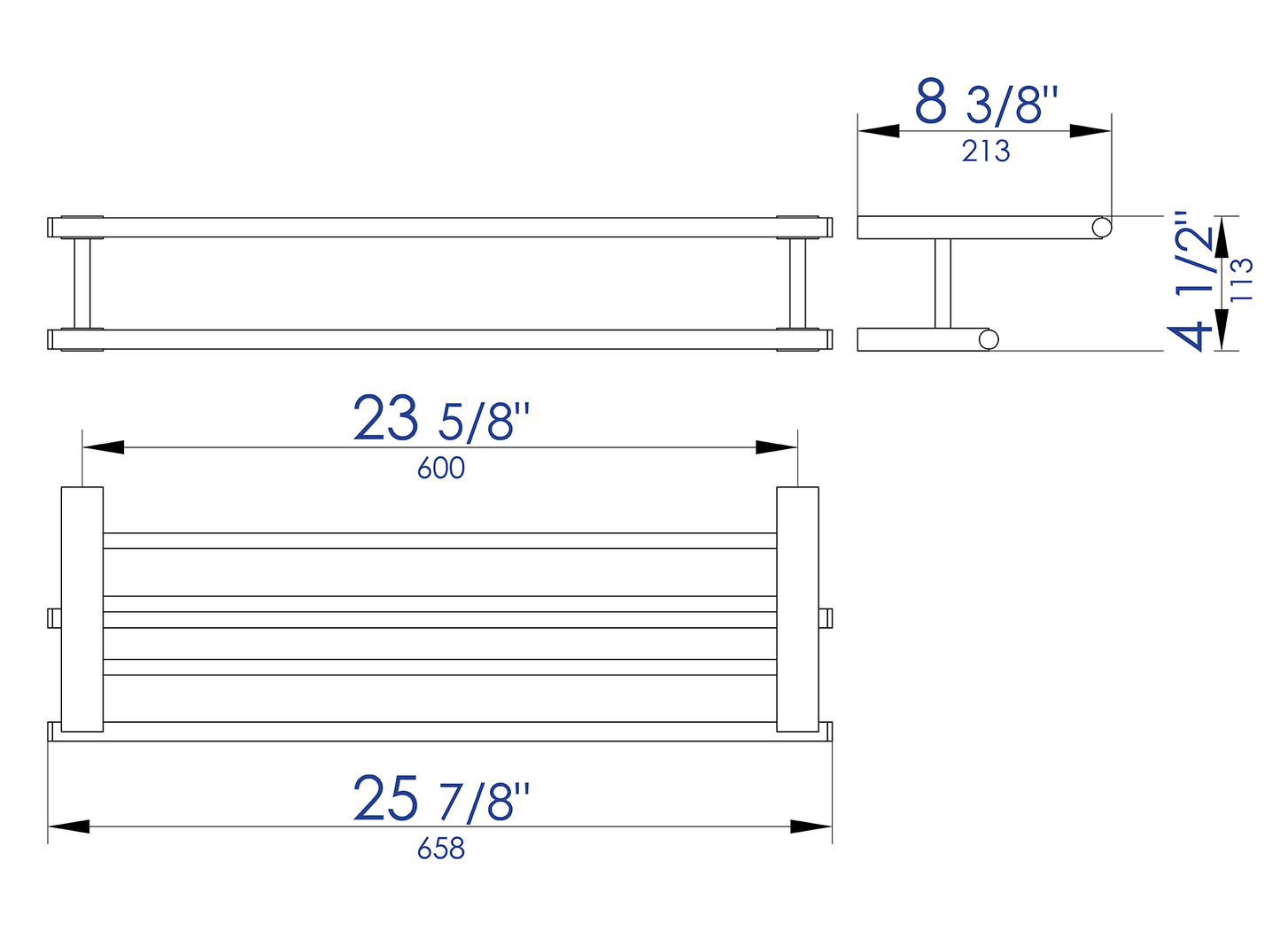 ALFI brand AB9564-BN Brushed Nickel 26 inch Towel Bar & Shelf Bathroom Accessory