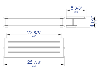 ALFI brand AB9564-BN Brushed Nickel 26 inch Towel Bar & Shelf Bathroom Accessory