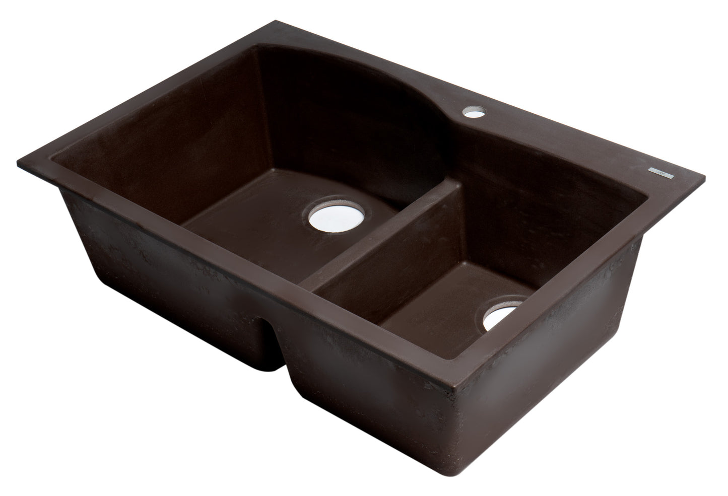 ALFI brand AB3320DI-C Chocolate 33" Double Bowl Drop In Granite Composite Kitchen Sink