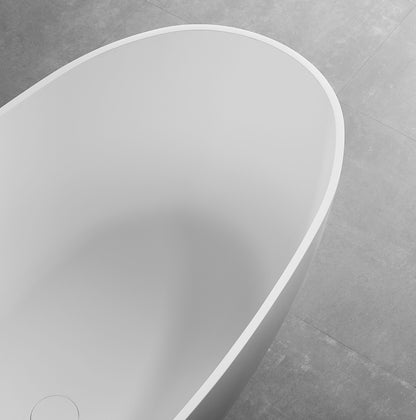 ALFI brand AB9975 59" White Oval Solid Surface Resin Soaking Bathtub