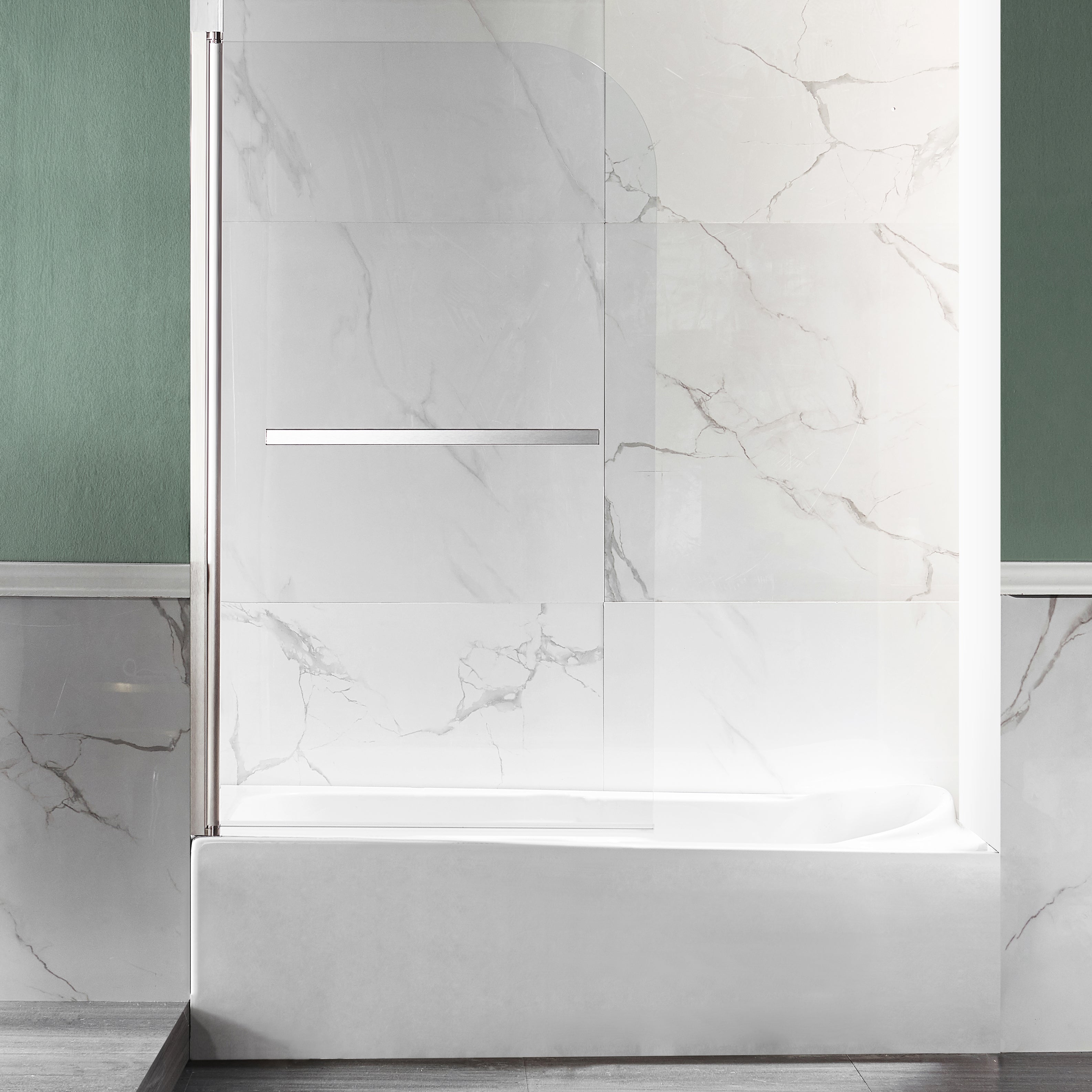 Myth 34 in. x 58 in. Frameless Tub Door with TSUNAMI GUARD