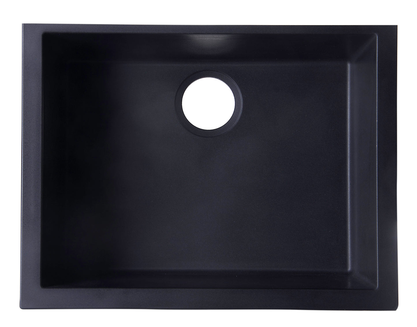 ALFI brand AB2420UM-BLA Black 24" Undermount Single Bowl Granite Composite Kitchen Sink