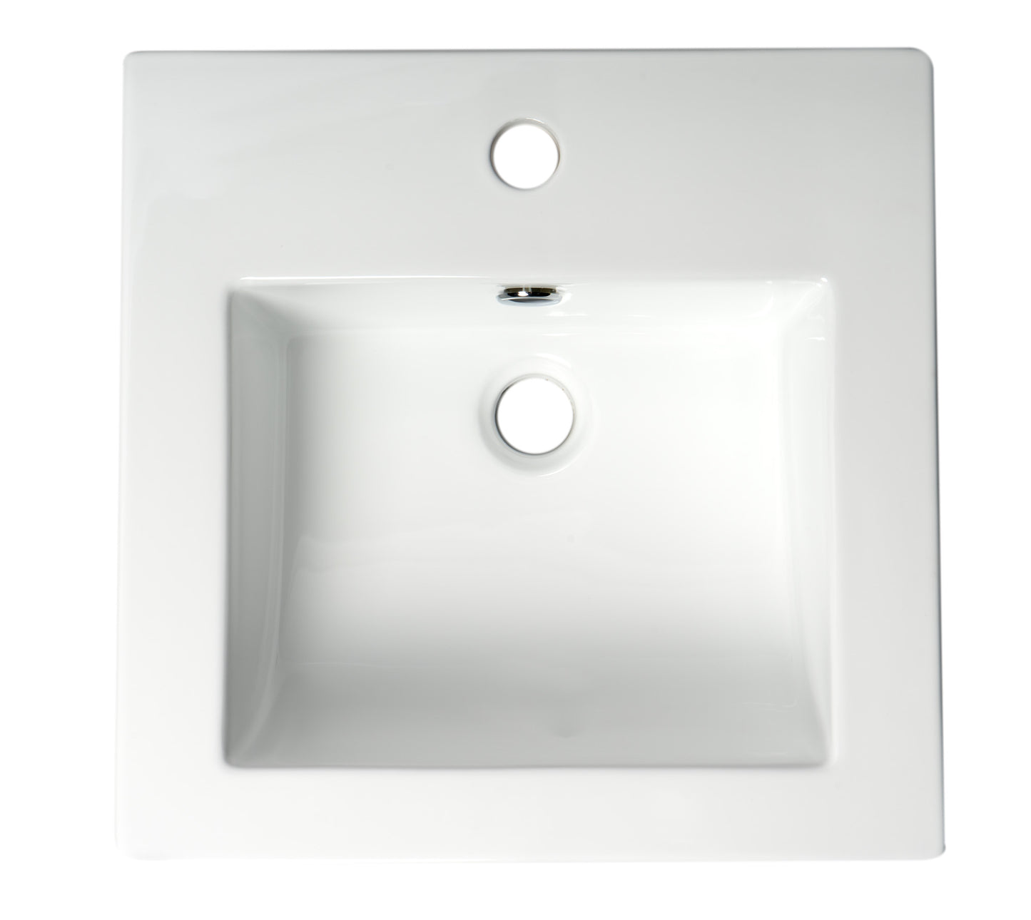 ALFI brand ABC801 White 17" Square Drop In Ceramic Sink with Faucet Hole