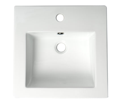 ALFI brand ABC801 White 17" Square Drop In Ceramic Sink with Faucet Hole