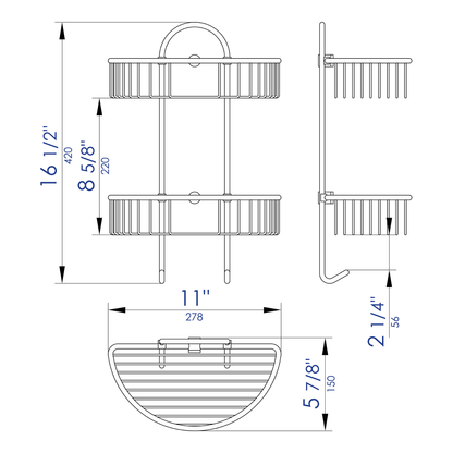 ALFI brand AB9534 Polished Chrome Wall Mounted Double Basket Shower Shelf Bathroom Accessory