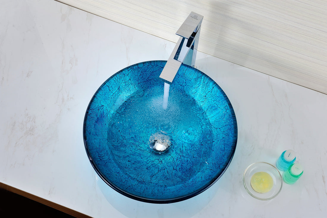Accent Series Deco-Glass Vessel Sink in Blue Ice