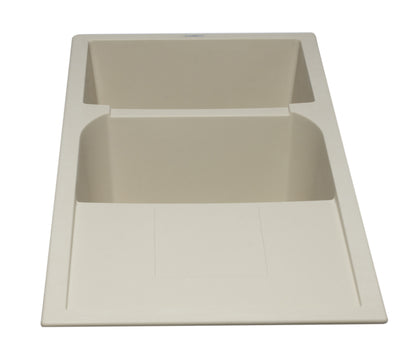 ALFI brand AB4620DI-B Biscuit 46" Double Bowl Granite Composite Kitchen Sink with Drainboard