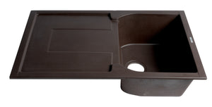 ALFI brand AB1620DI-C Chocolate 34" Single Bowl Granite Composite Kitchen Sink with Drainboard