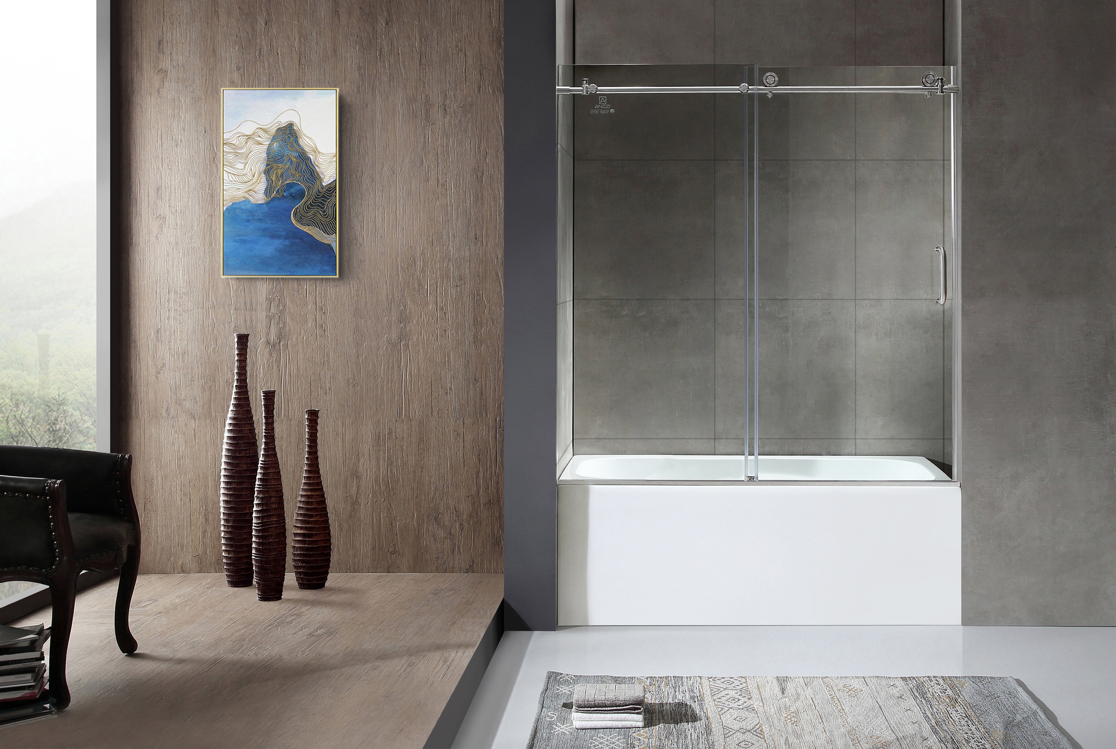 Don Series 60 in. x 62 in. Frameless Sliding Tub Door