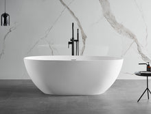 Load image into Gallery viewer, ALFI brand AB9975 59&quot; White Oval Solid Surface Resin Soaking Bathtub