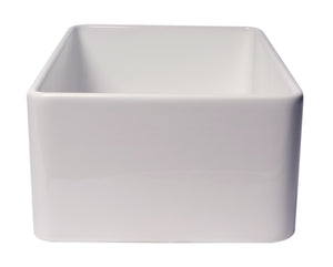 ALFI brand ABF3018 30" White Thin Wall Single Bowl Smooth Apron Fireclay Kitchen Farm Sink