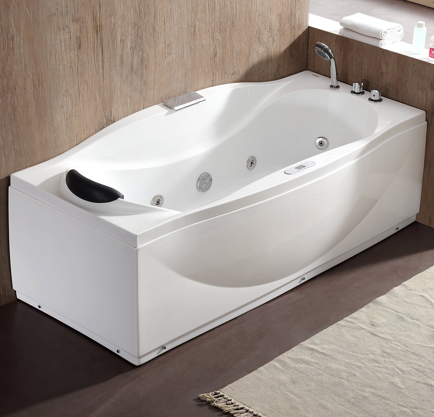 EAGO AM189ETL-R 6 ft Left Drain Acrylic White Whirlpool Bathtub w Fixtures