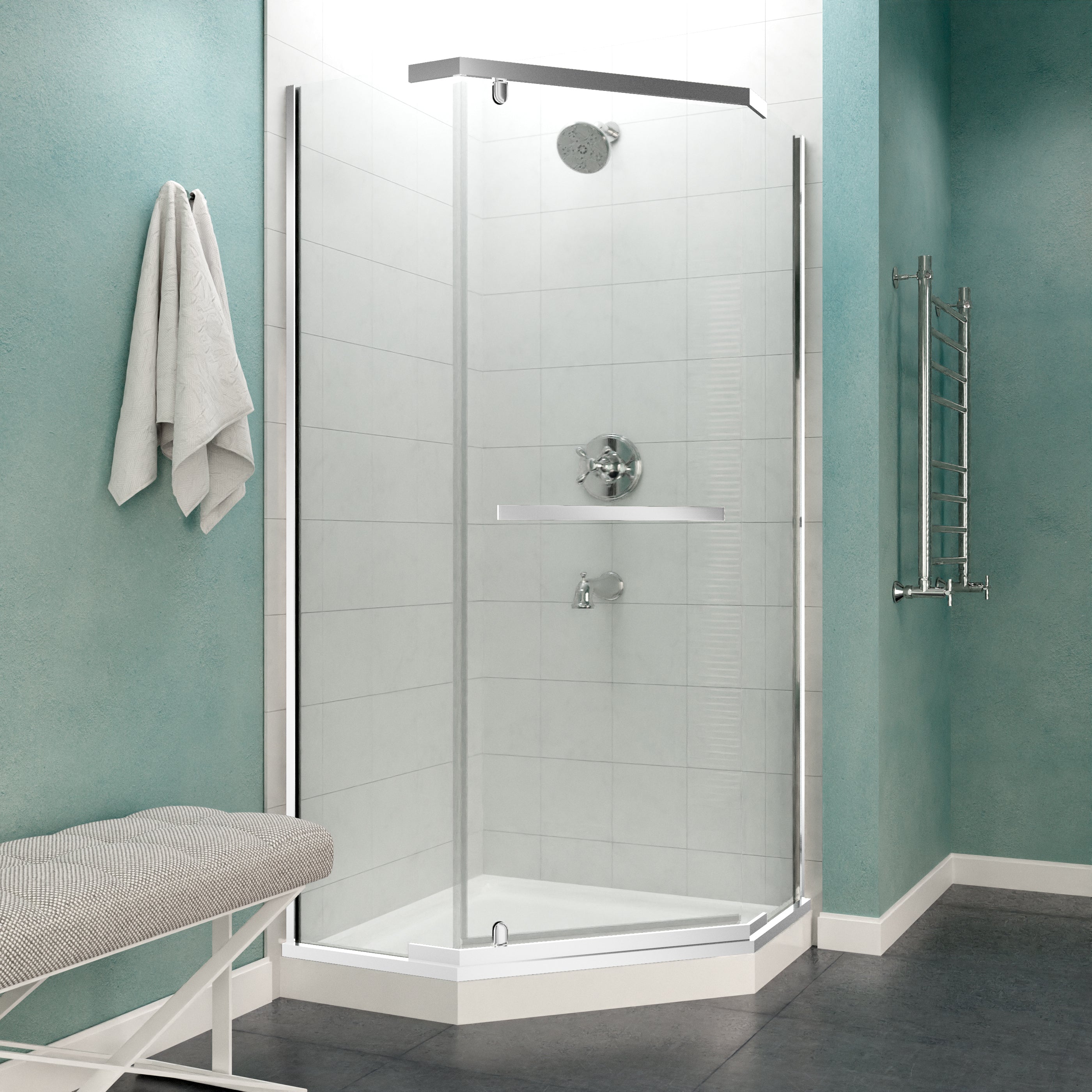 Castle Series 49 in. x 72 in. Semi-Frameless Shower Door with TSUNAMI GUARD