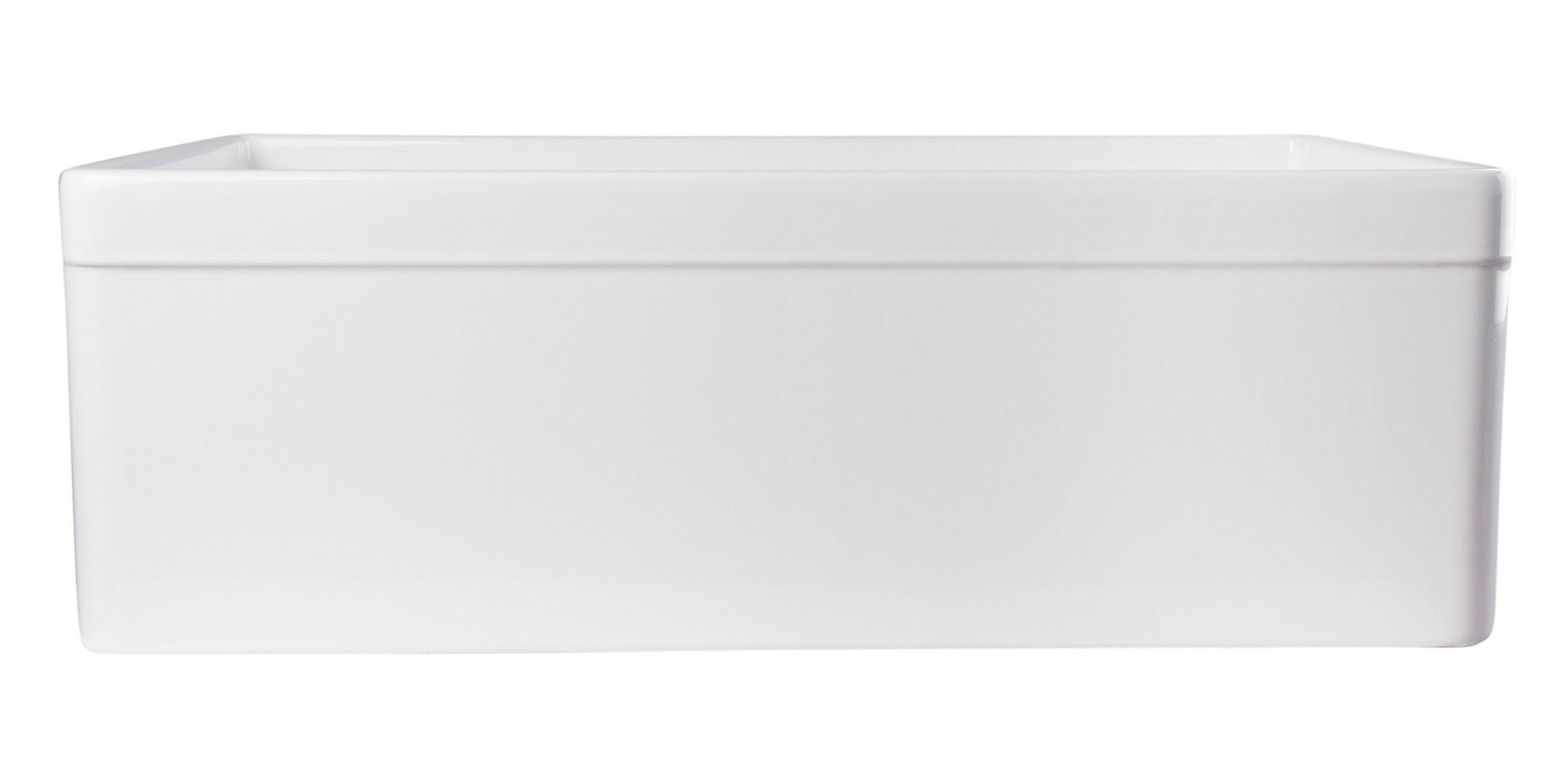 ALFI brand AB511-W White 30" Decorative Lip Apron Single Bowl Fireclay Farmhouse Kitchen Sink