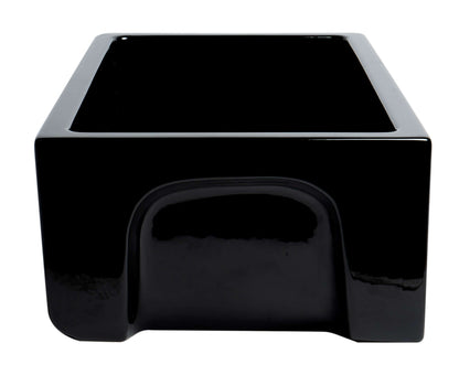 ALFI brand AB3018HS-BG 30" Black Gloss Reversible Smooth / Fluted Single Bowl Fireclay Farm Sink