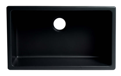 ALFI brand AB3018UD-BM Black Matte 30" x 18" Fireclay Undermount / Drop In Fireclay Kitchen Sink