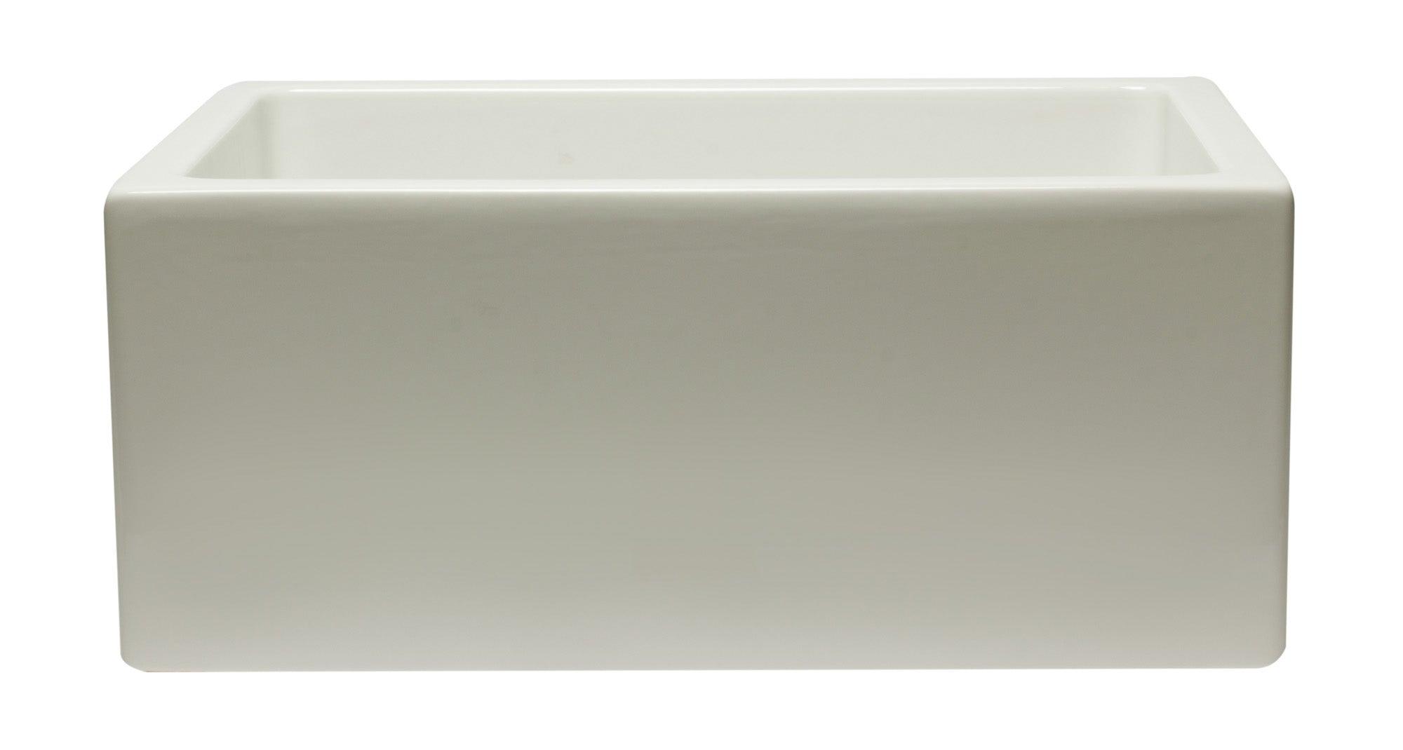 ALFI brand AB2418HS-B 24 inch Biscuit Reversible Smooth / Fluted Single Bowl Fireclay Farm Sink