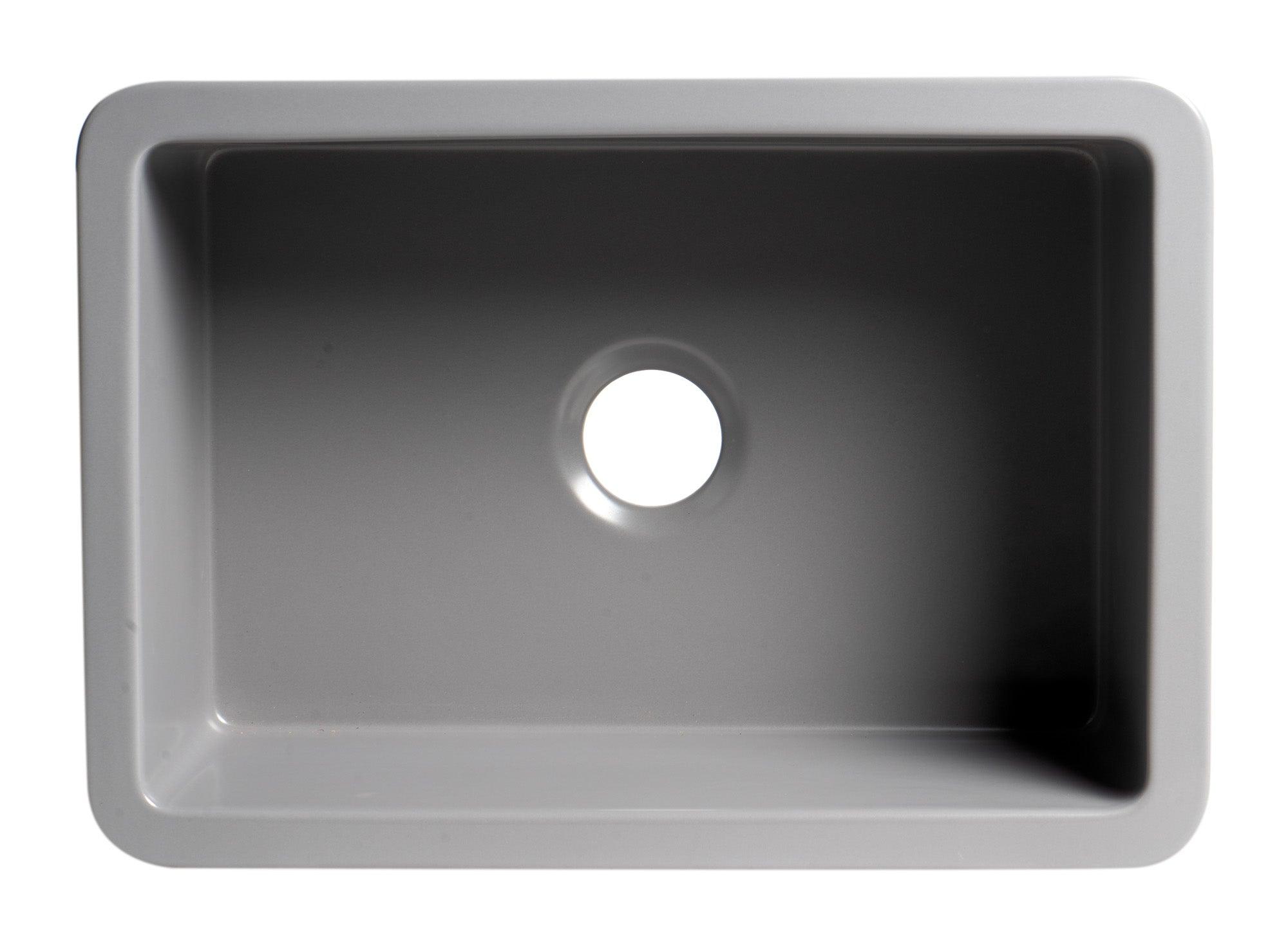 ALFI brand ABF2718UD-GM Gray Matte 27" x 18" Fireclay Undermount / Drop In Firelcay Kitchen Sink