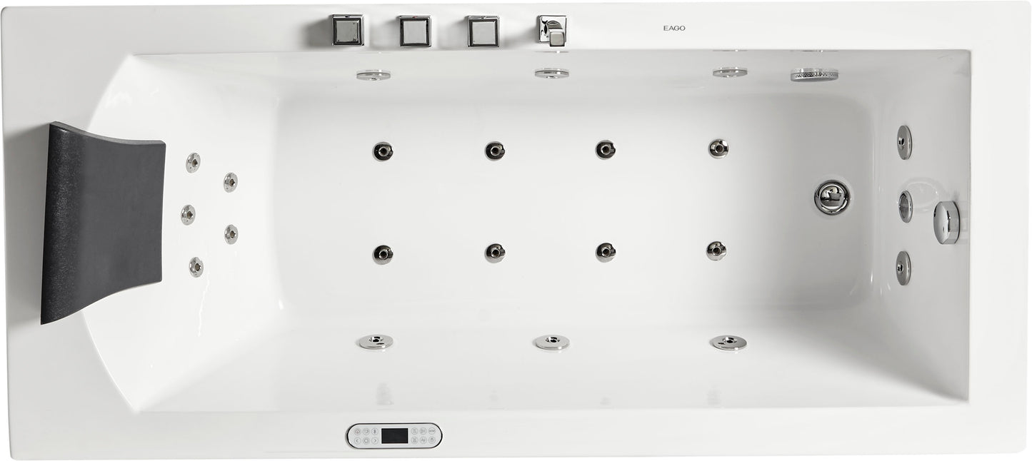 EAGO AM154ETL-R6 6 ft Acrylic White Rectangular Whirlpool Bathtub w Fixtures