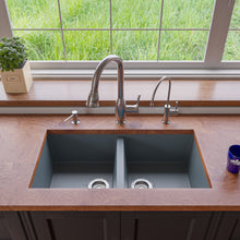 Load image into Gallery viewer, ALFI brand AB3420UM-T Titanium 34&quot; Undermount Double Bowl Granite Composite Kitchen Sink