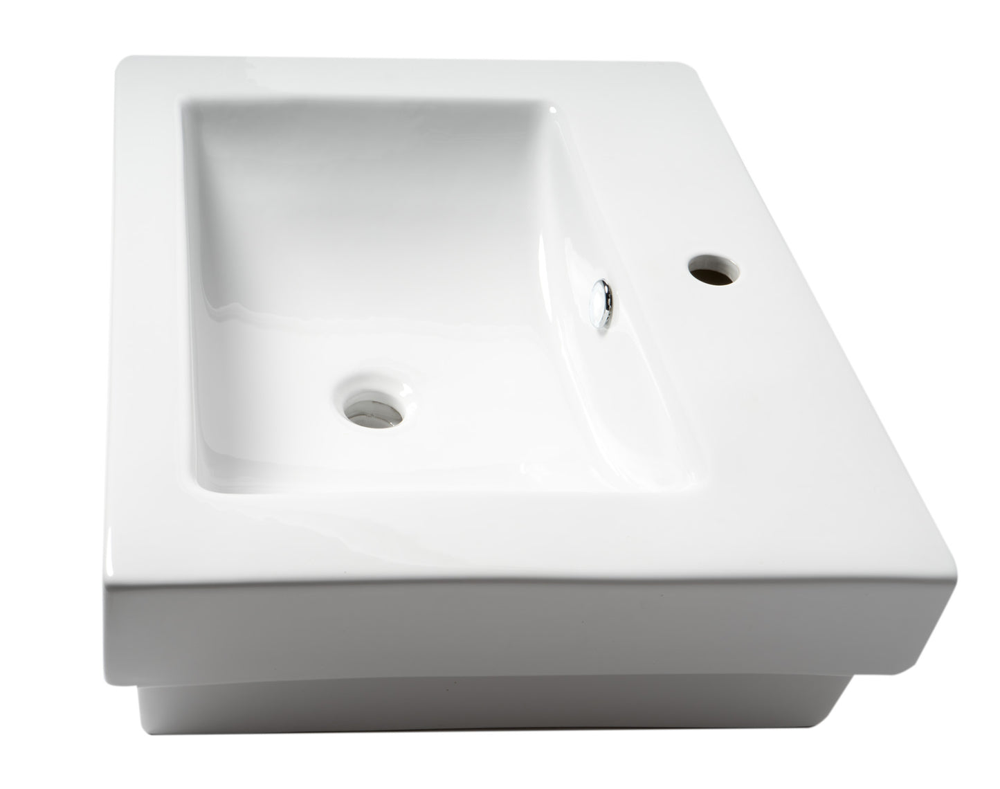 ALFI brand ABC701 White 24" Rectangular Semi Recessed Ceramic Sink with Faucet Hole