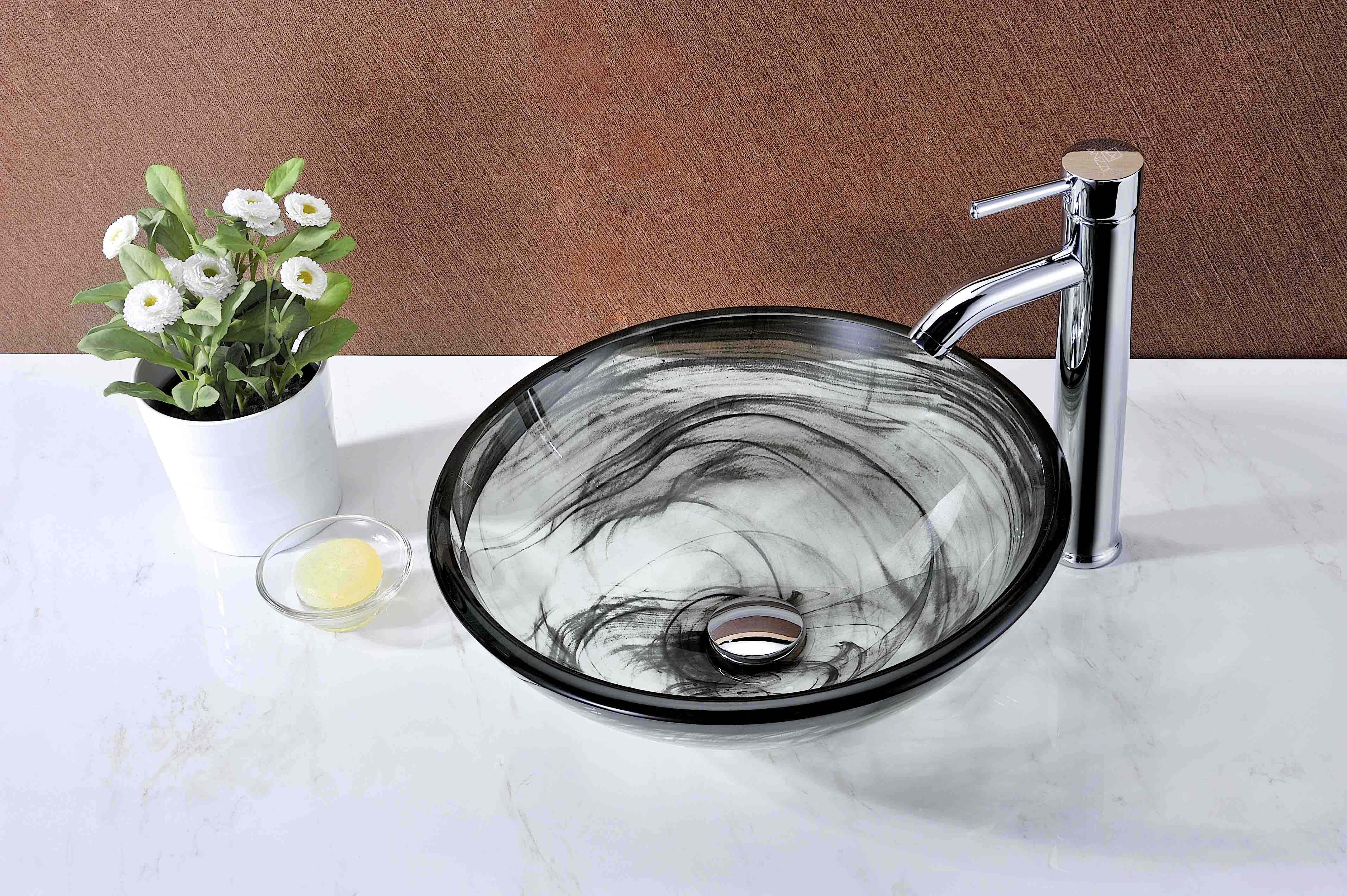 Mezzo Series Vessel Sink with Pop-Up Drain in Slumber Wisp