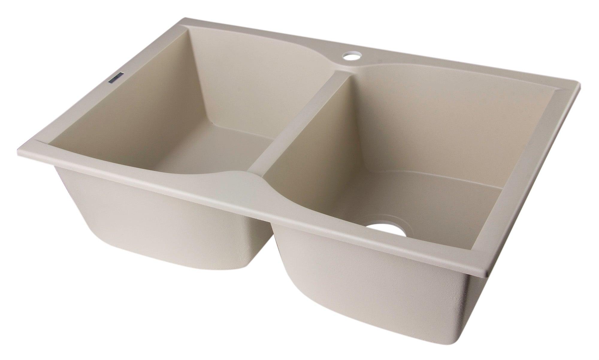ALFI brand AB3220DI-B Biscuit 32" Drop-In Double Bowl Granite Composite Kitchen Sink