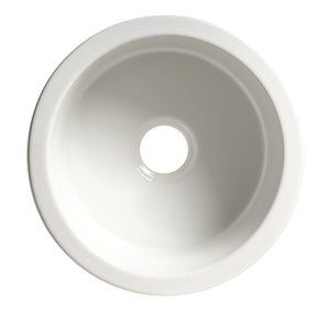 ALFI brand ABF1818R-W White Round 18" x 18" Undermount / Drop In Fireclay Prep Sink
