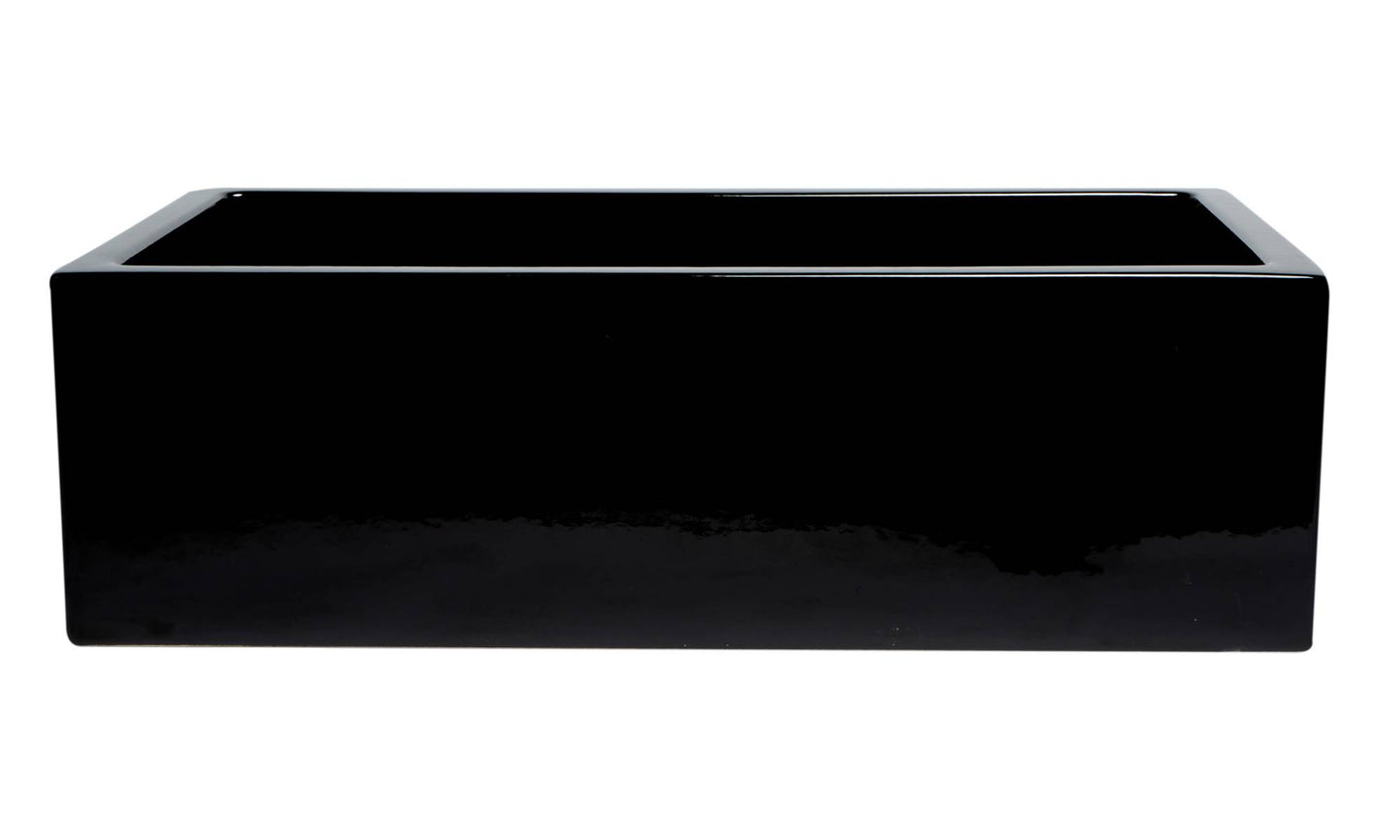 ALFI brand AB3318HS-BG Black Gloss 33" x 18" Reversible Fluted / Smooth Fireclay Farm Sink