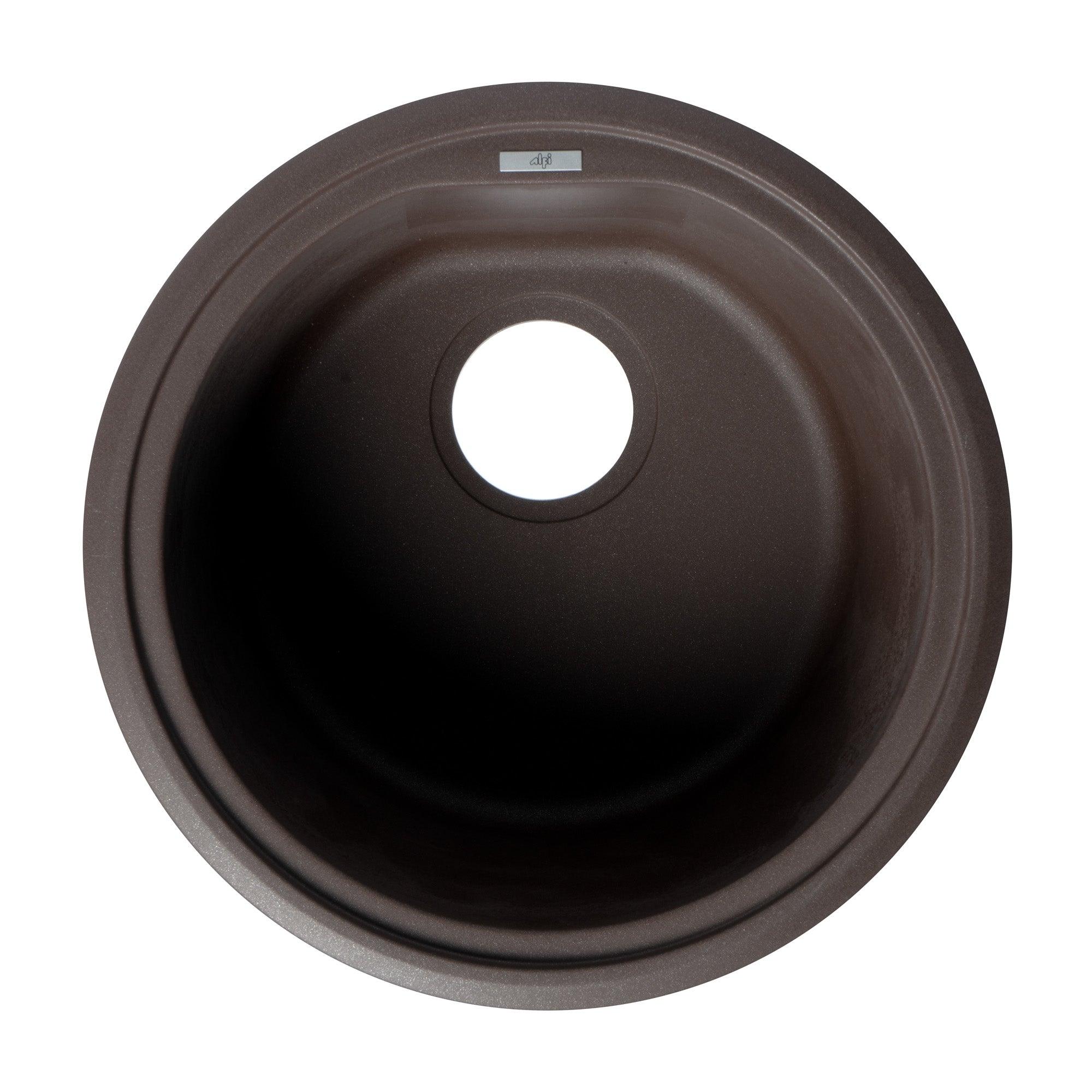 ALFI brand AB1717DI-C Chocolate 17" Drop-In Round Granite Composite Kitchen Prep Sink