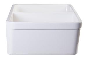 ALFI brand AB512-W White 32" Double Bowl Lip Apron Fireclay Farmhouse Kitchen Sink with 1 3/4" Lip