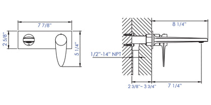 ALFI brand AB1772-BN Brushed Nickel Wall Mounted Modern Bathroom Faucet