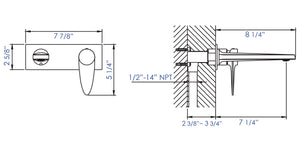 ALFI brand AB1772-BN Brushed Nickel Wall Mounted Modern Bathroom Faucet