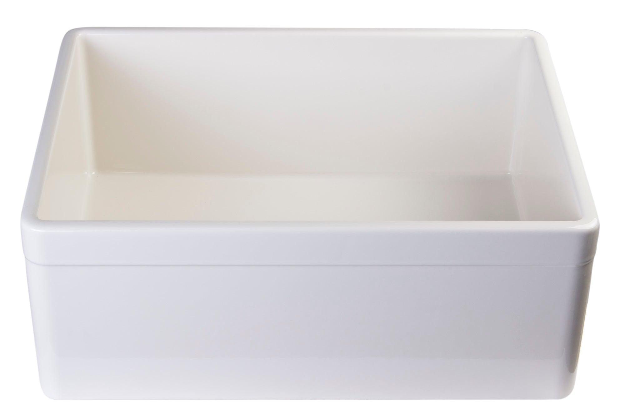 ALFI brand AB506-B Biscuit 26" Decorative Lip Apron Single Bowl Fireclay Farmhouse Kitchen Sink