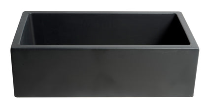 ALFI brand AB3318HS-BM 33" Black Matte Reversible Smooth / Fluted Single Bowl Fireclay Farm Sink