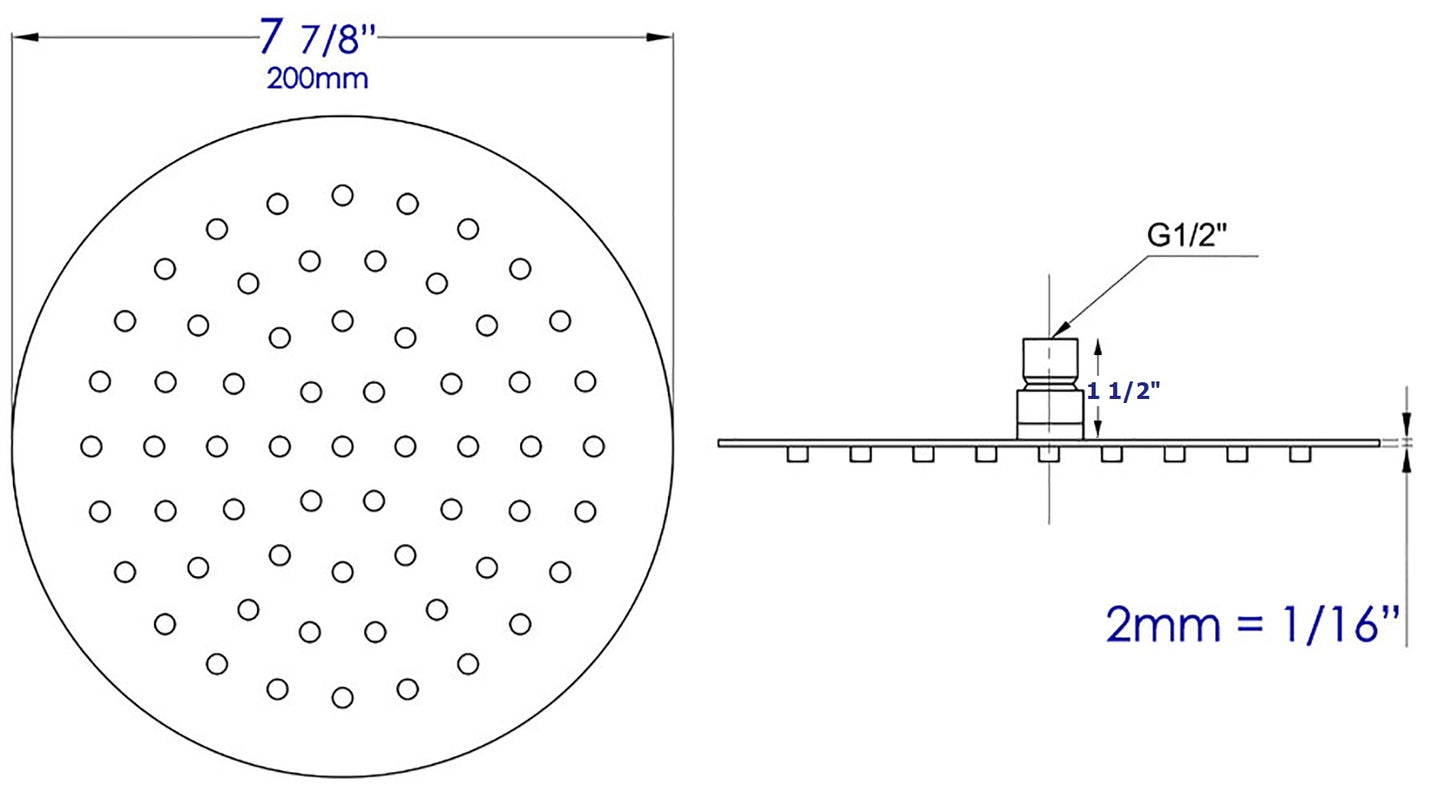 ALFI brand RAIN8R-PSS Solid Polished Stainless Steel 8" Round Ultra Thin Rain Shower Head