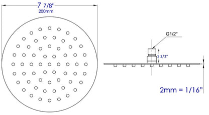 ALFI brand RAIN8R-PSS Solid Polished Stainless Steel 8" Round Ultra Thin Rain Shower Head