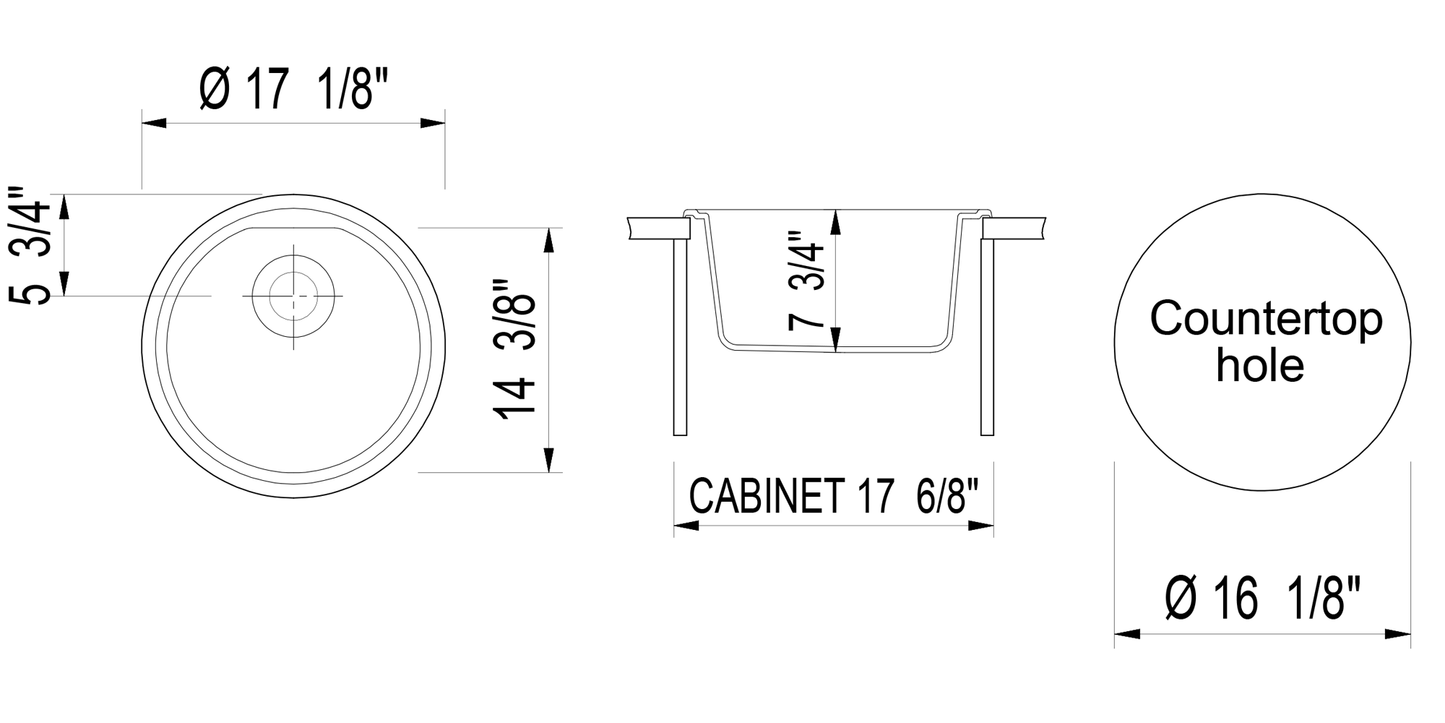 ALFI brand AB1717DI-W White 17" Drop-In Round Granite Composite Kitchen Prep Sink