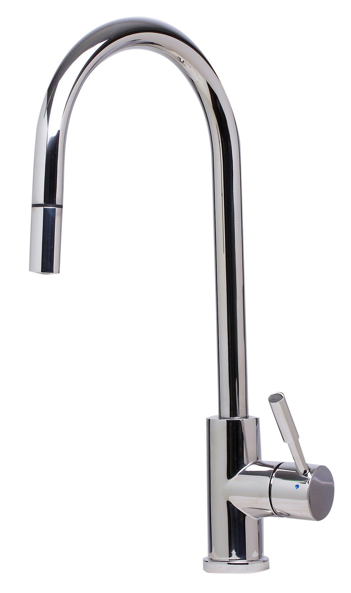 ALFI brand AB2028-PSS Solid Polished Stainless Steel Single Hole Pull Down Kitchen Faucet