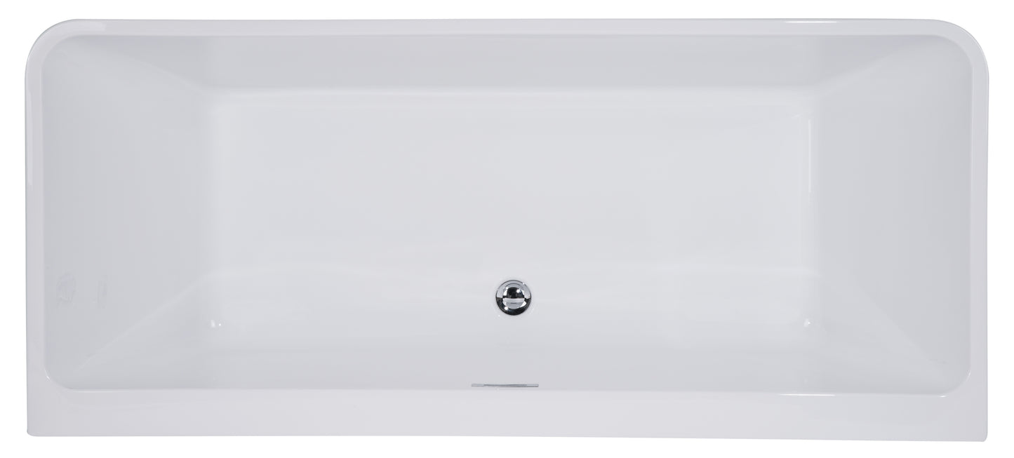 ALFI brand AB8859 67 inch White Rectangular Acrylic Free Standing Soaking Bathtub