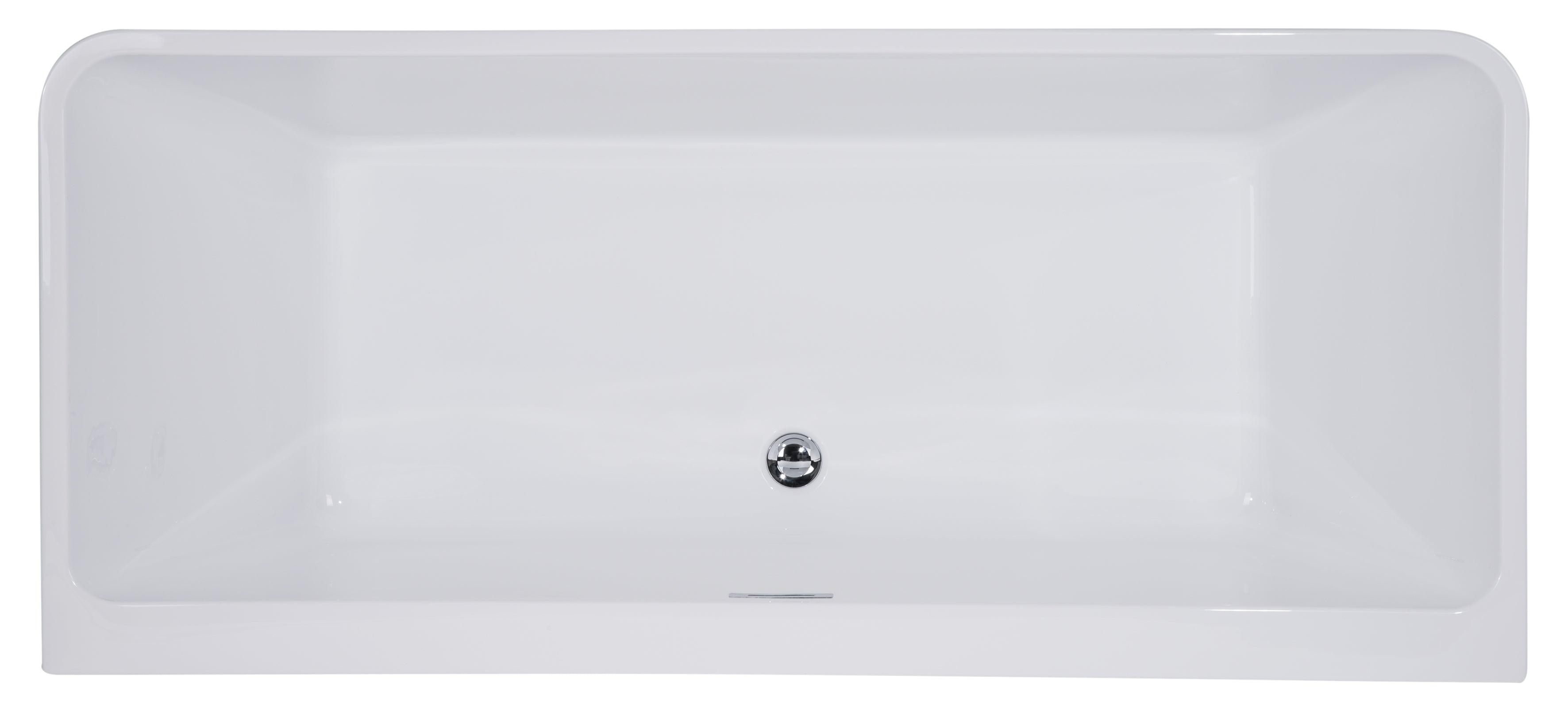 ALFI brand AB8859 67 inch White Rectangular Acrylic Free Standing Soaking Bathtub