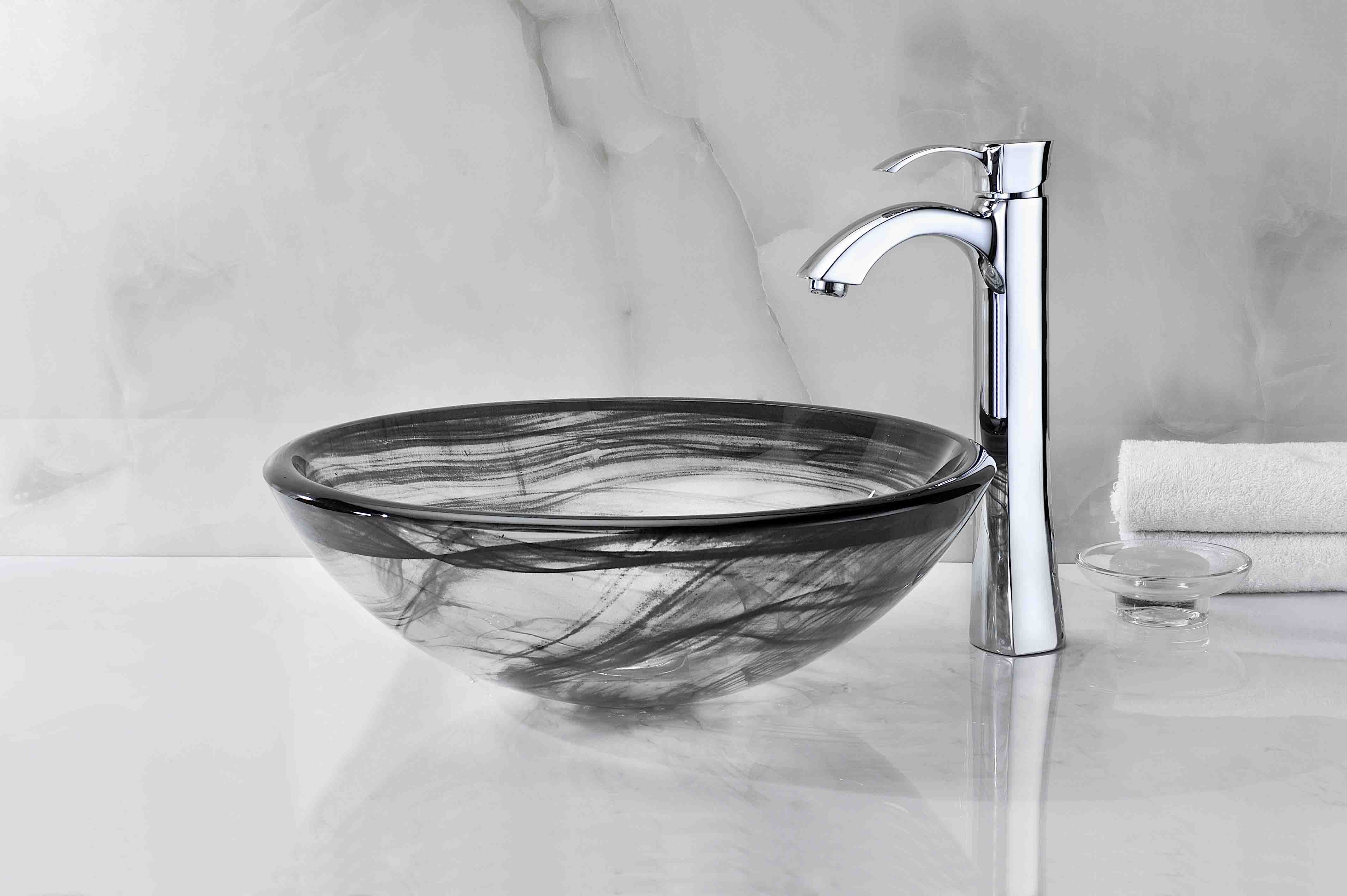 Mezzo Series Vessel Sink with Pop-Up Drain in Slumber Wisp