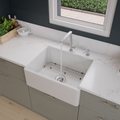 ALFI brand AB505-W White 26" Contemporary Smooth Apron Fireclay Farmhouse Kitchen Sink