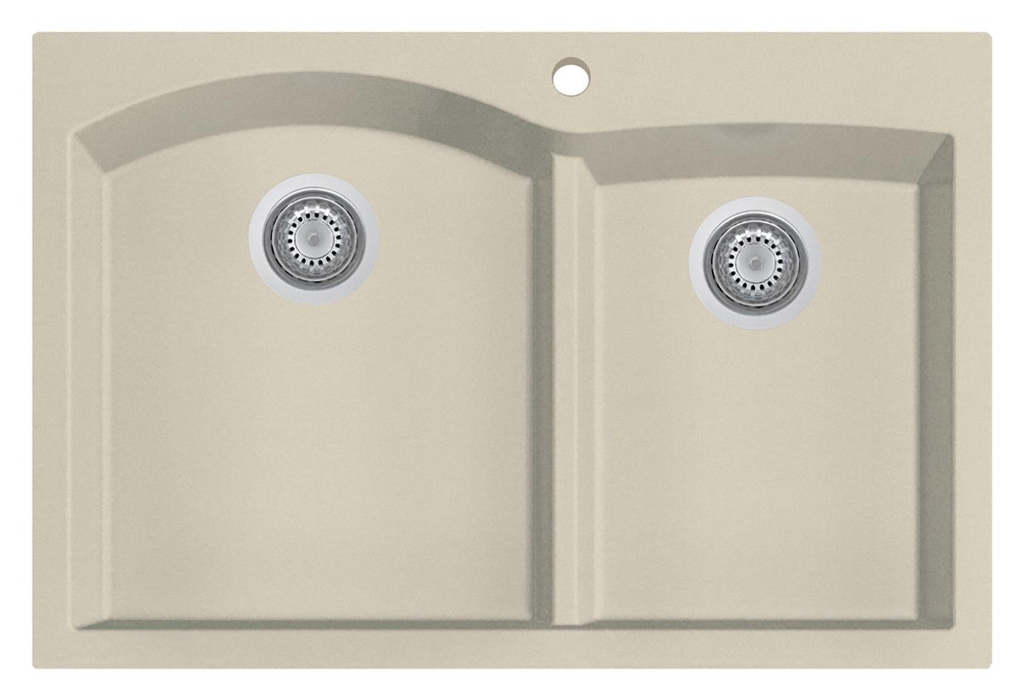ALFI brand AB3320DI-B Biscuit 33" Double Bowl Drop In Granite Composite Kitchen Sink
