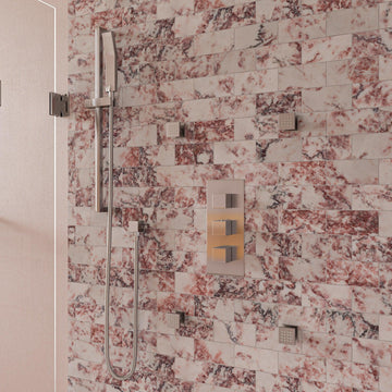 ALFI brand AB2901-BN Brushed Nickel Concealed 4-Way Thermostatic Valve Shower Mixer /w Square Knobs