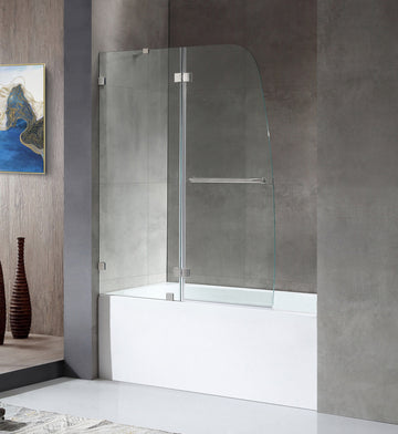 Anzzi 5 ft. Acrylic Rectangle Tub in White With 48 in. by 58 in. Frameless Hinged tub door