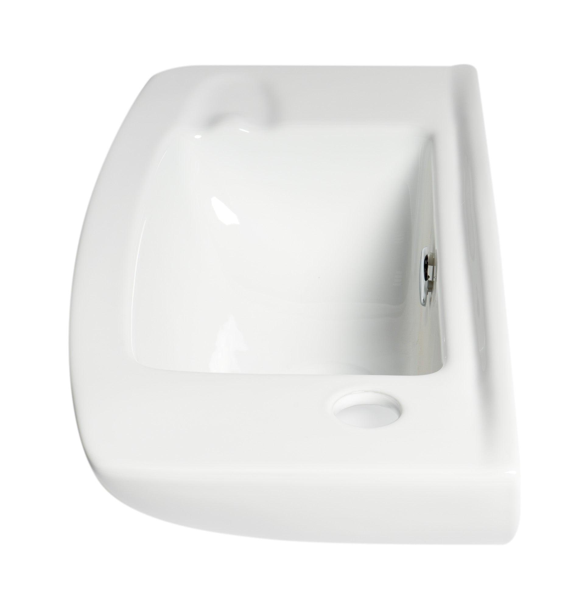 ALFI brand ABC115 White 20" Small Wall Mounted Ceramic Sink with Faucet Hole
