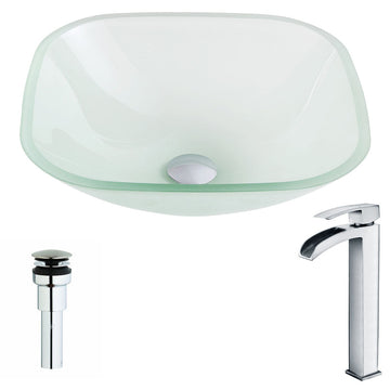 Vista Series Deco-Glass Vessel Sink in Lustrous Frosted with Key Faucet