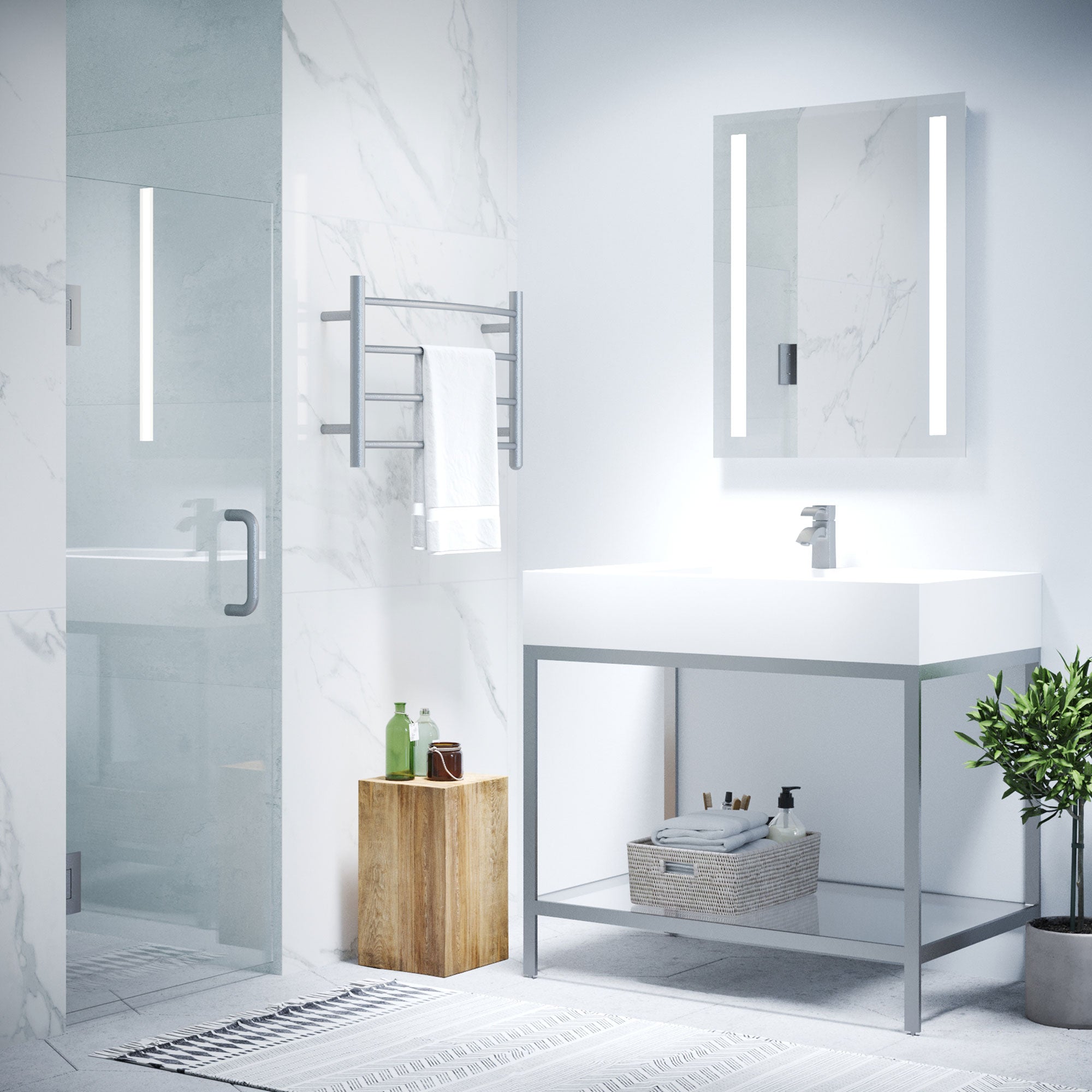 Fellow Series 30 in. by 72 in. Frameless Hinged Shower Door with Handle